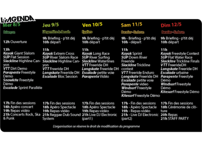 programme de l'évènement