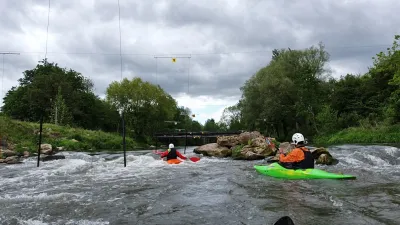 Arrivée au bassin de slalom