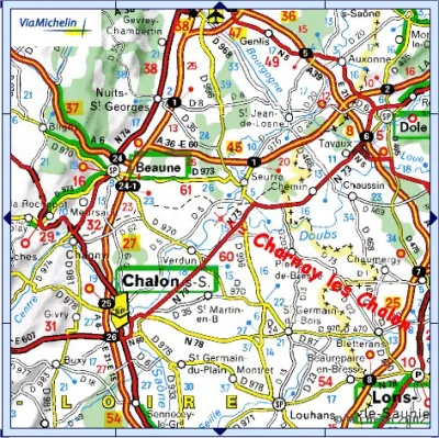 Plan de situation de Charnay... (source http://www.viamichelin.fr)