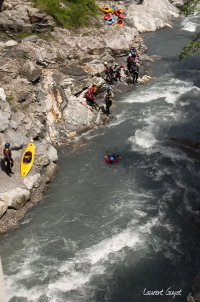 Exercice de sécu en aval du Schlitz.