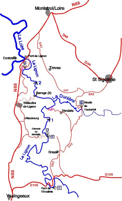Carte du Lignon du Velay