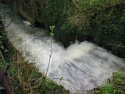 La chute vue du pont qui la surplombe.