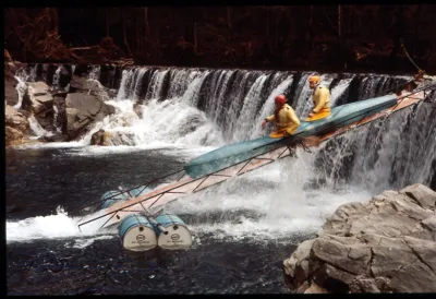 Lors d'un sélectif dans les années 80, aménagement ingénieux du barrage de Chamborédon